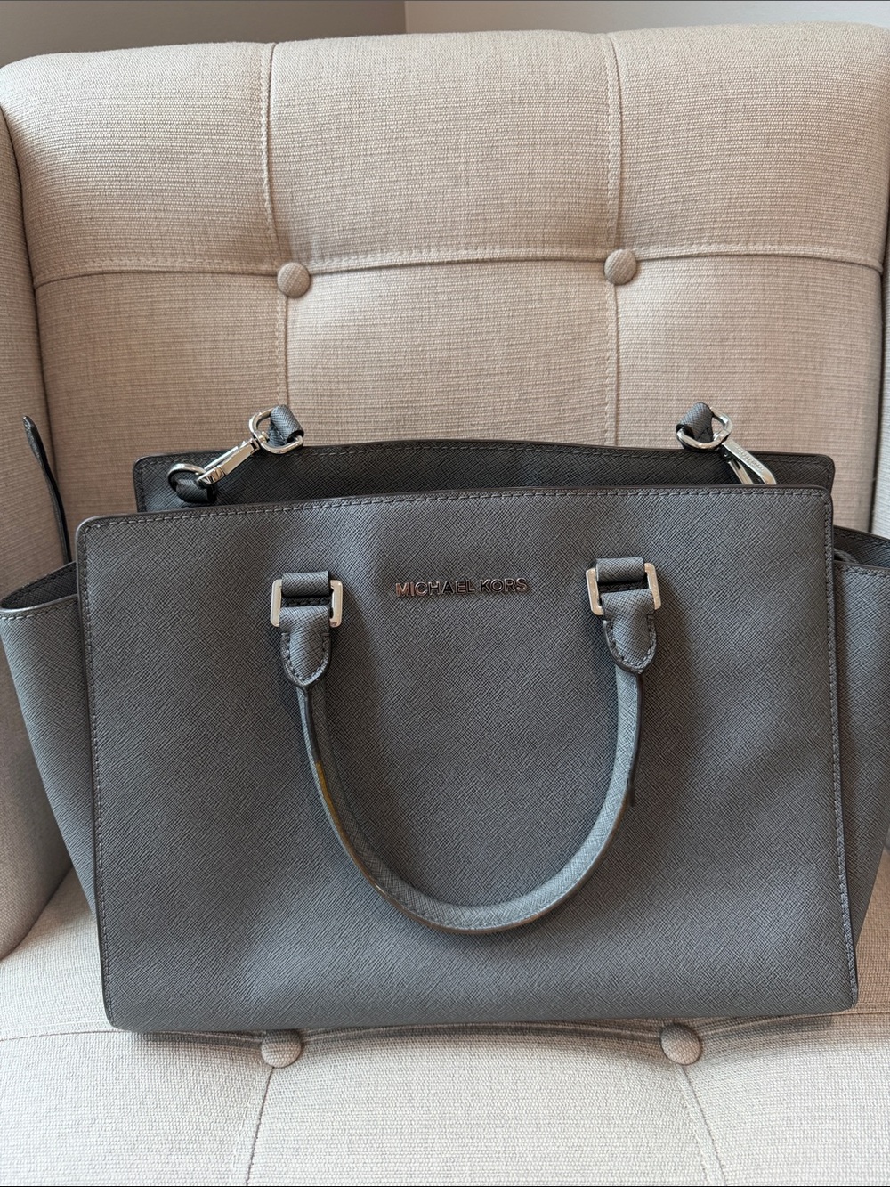 Michael Kors Charcoal Saffiano Leather Tote